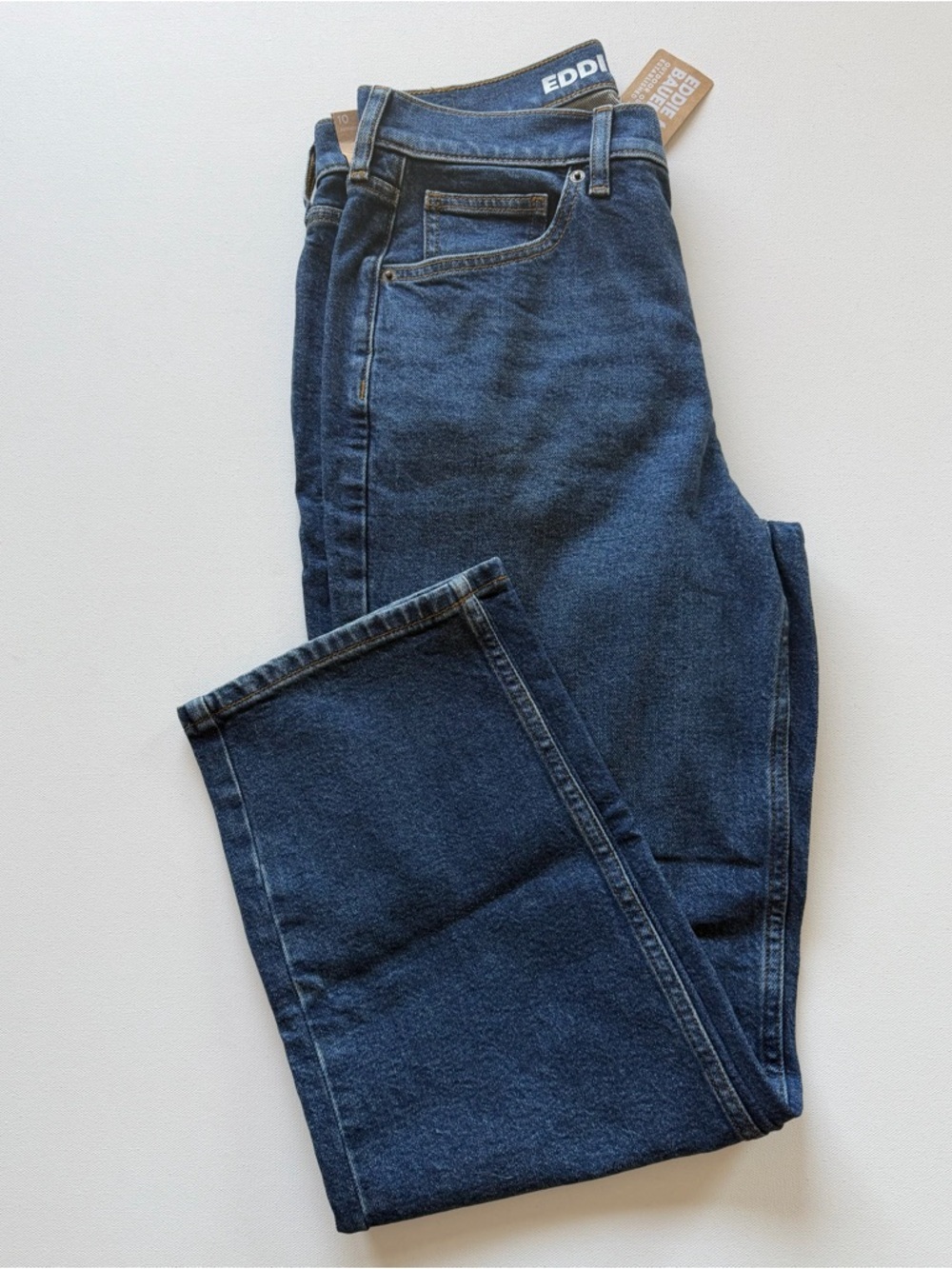 NWT Women's Eddie Bauer Dark Blue High Rise Fitted Straight Jeans Size 10x27